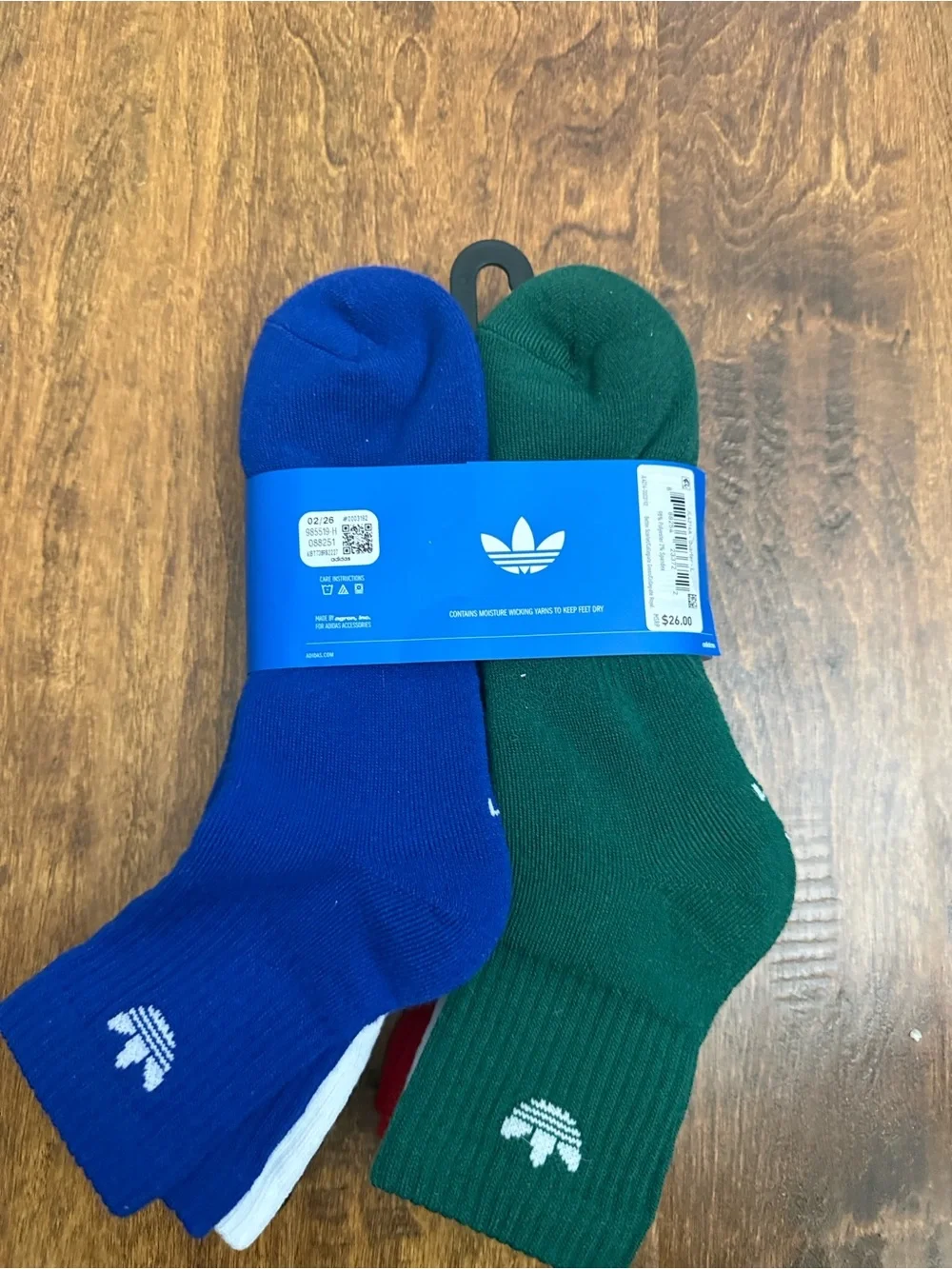adidas 6-Pack Crew Athletic Socks - Red, Black & Multicolor